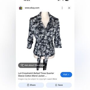 Luii Black & White Crosshatch Belted Blazer